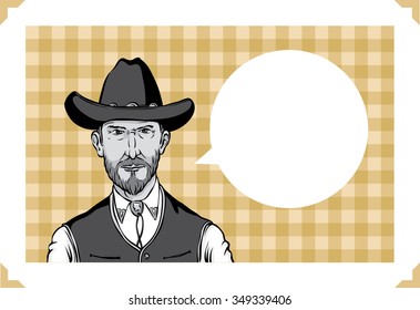 Greeting card with wild west man - add your custom text