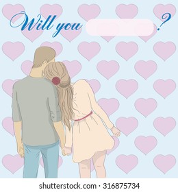 Greeting card: Will you marry me? with couple