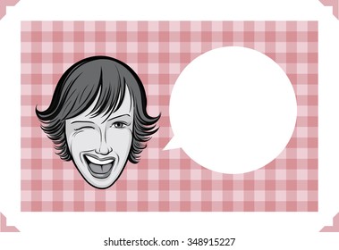 Greeting card with winking woman face - just add your text