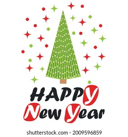 Greeting card for winter holidays with Christmas tree, winter celebration postcard for season greetings holidays and new year