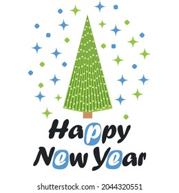 Greeting card for winter holidays with Christmas tree, winter celebration postcard for season greetings holidays and new year