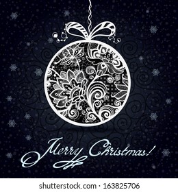 Greeting card with winter holidays for your design, the background with elements of flowers and plants. Christmas and New Year with place for your congratulations. Winter theme.