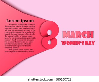 Greeting card for the woman he loved. Greeting card with the number 8. March 8 - Women's Day