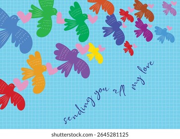 greeting card words of love in abstract style