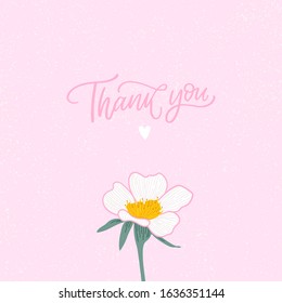Greeting card with words thank you . Floral template for card, poster, banners. Seasonal spring-summer summer background.