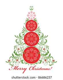 Greeting card with xmas tree