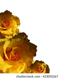 Greeting card with yellow roses can be used as invitation card for wedding birthday and other holiday background. Vector illustration.