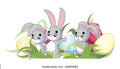 Greeting card/banner with Easter rabbit. Funny bunny. Easter Bunny.