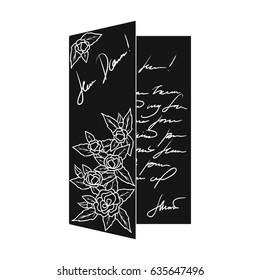 Greeting card.Mail and postman single icon in black style vector symbol stock illustration web.