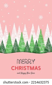 Greeting cards with abstract Christmas trees. Vector illustration