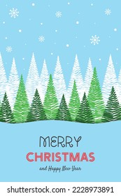 Greeting cards with abstract Christmas trees. Vector illustration