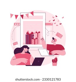 Greeting cards abstract concept vector illustration. Handmade card, send greeting letter online, birthday party, celebration, DIY postcard, winter holiday, christmas tradition abstract metaphor.