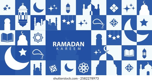 greeting cards banner poster Ramadan and Eid  background with copy space,Eid Al-Fitr Mubarak, Ramadan Kareem, Islamic Style Greeting Background Collection Set with Arabic Ornaments Modern geometric.