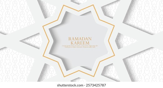 greeting cards or banner Ramadan and Eid white background with copy space,Eid Al-Fitr Mubarak, Ramadan Kareem, Islamic Style Greeting Background Collection Set with Arabic Ornaments