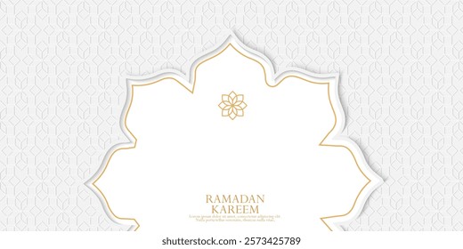 greeting cards or banner Ramadan and Eid white background with copy space,Eid Al-Fitr Mubarak, Ramadan Kareem, Islamic Style Greeting Background Collection Set with Arabic Ornaments