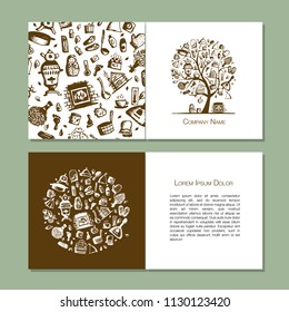 Greeting cards with bathhouse design elements