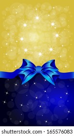 Greeting cards with blue bows. Vector illustration 