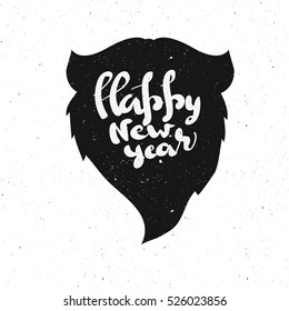 Greeting cards with Christmas and new year holidays. Hand lettering inscription with congratulations on festive background with grunge texture.Vector illustration