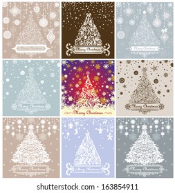 Greeting cards with christmas tree