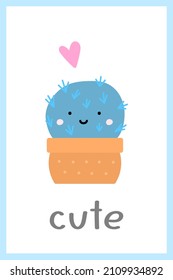 Greeting cards with cute cactus for Valentines Day. Vector illustration for design greeting cards, wedding invitations, party design.