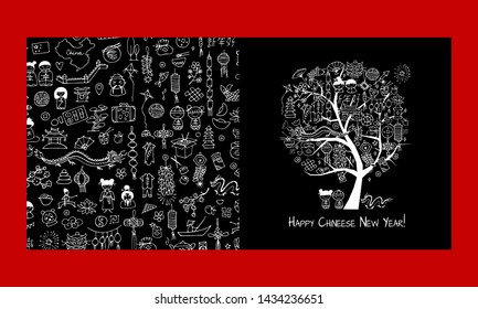 Greeting cards design. Chinese corporate style