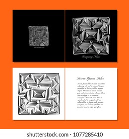 Greeting cards design, labyrinth square