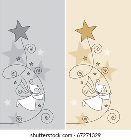 greeting cards with elves and stars