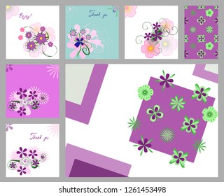 Greeting cards with floral composition