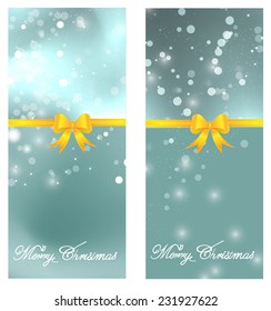 Greeting cards with gold bows . Vector illustration. eps 10