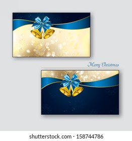 Greeting cards with golden bells. Vector Background. Eps10.