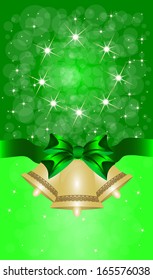 Greeting cards with green bows. Vector illustration 