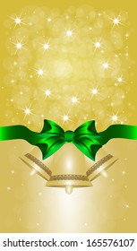 Greeting cards with green bows. Vector illustration 
