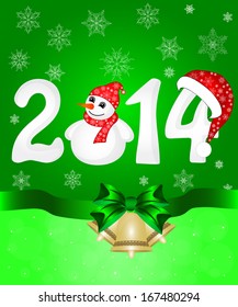 Greeting cards with green bows. Vector illustration