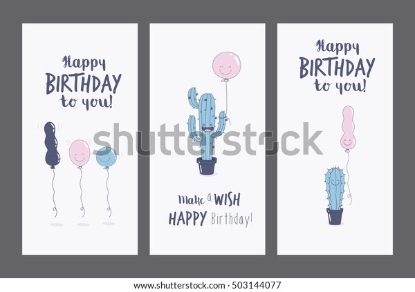 Greeting Cards Happy Birthday Funny Cactus Stock Vector Royalty Free 503144077