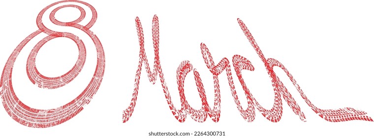 Greeting cards with line.International women's day . 8 march . Handwritten lettering typography