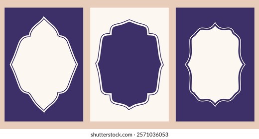 greeting cards Ramadan and Eid white background with copy space,Eid Al-Fitr Mubarak, Ramadan Kareem, Islamic Style Greeting Background Collection Set with Arabic window.