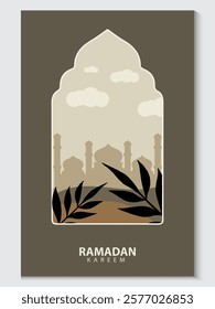 greeting cards Ramadan and Eid white background with copy space,Eid Al-Fitr Mubarak, Ramadan Kareem, Islamic Style Greeting Background Collection Set with Arabic Ornaments