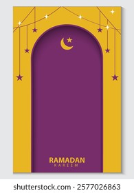 greeting cards Ramadan and Eid white background with copy space,Eid Al-Fitr Mubarak, Ramadan Kareem, Islamic Style Greeting Background Collection Set with Arabic Ornaments