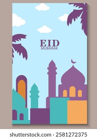  greeting cards Ramadan and Eid white background with copy space,Eid Al-Fitr Mubarak, Ramadan Kareem, Islamic Style Greeting Background Collection Set with Arabic Ornaments
