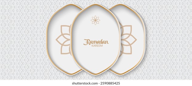 greeting cards Ramadan kareem and Eid  white background with copy space,Eid Al-Fitr Mubarak, Ramadan Kareem, Islamic Style Greeting Background Collection Set with Arabic Ornaments