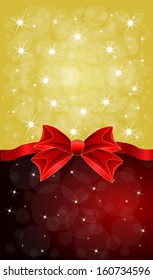 Greeting cards with red bows. Vector illustration 
