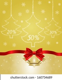 Greeting cards with red bows. Vector illustration