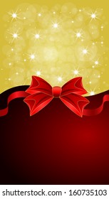 Greeting cards with red bows. Vector illustration 