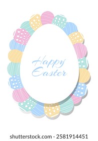 Greeting cards with text Happy Easter. Easter Background template with Colorful Painted Easter Eggs.Easter eggs with different texture. Vector illustration eps 10