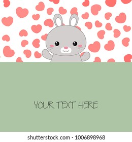 Greeting cards for Valentine's Day, Birthday, Mother's Day with cute rabbit.