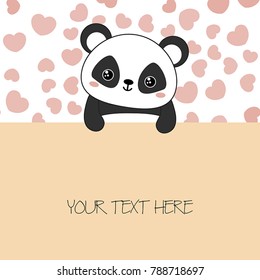 Greeting cards for Valentine's Day, Birthday, Mother's Day with cute panda.