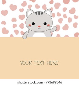 Greeting cards for Valentine's Day, Birthday, Mother's Day, with cute cat.