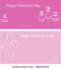 Greeting cards for Valentine's day. A set of cards with Valentines in pink.
