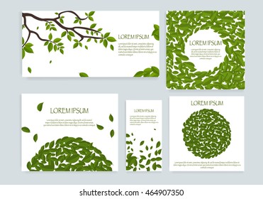 Greeting cards vector template with tree leaf. Vector Illustration EPS 10.