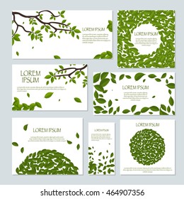 Greeting cards vector template with tree leaf. Vector Illustration EPS 10.
